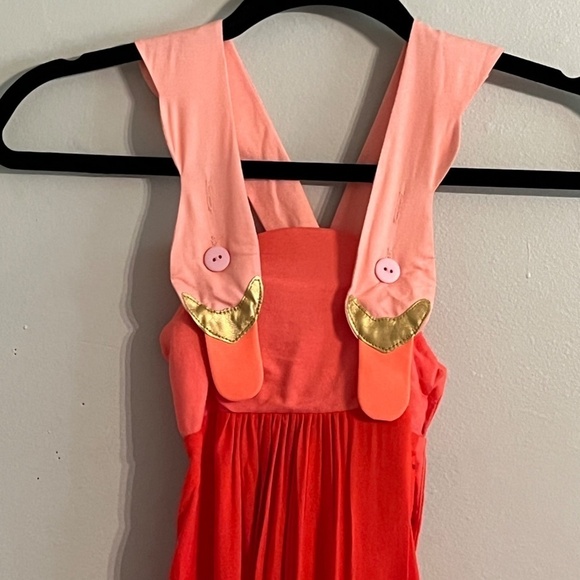 Bang Bang Copenhagen Girls Dress Size 2-3Y Summer Color Bird Red Pink Maxi Cute - Picture 3 of 12
